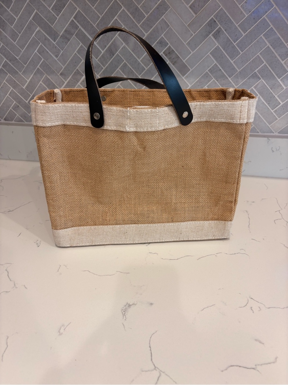 LOCAL Jute Tote Bag with Black Handles - Picture 4 of 14